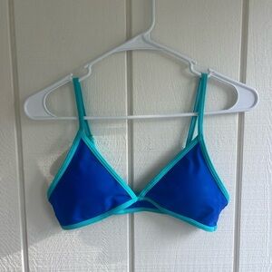 Blue and Teal Women's Swim Top